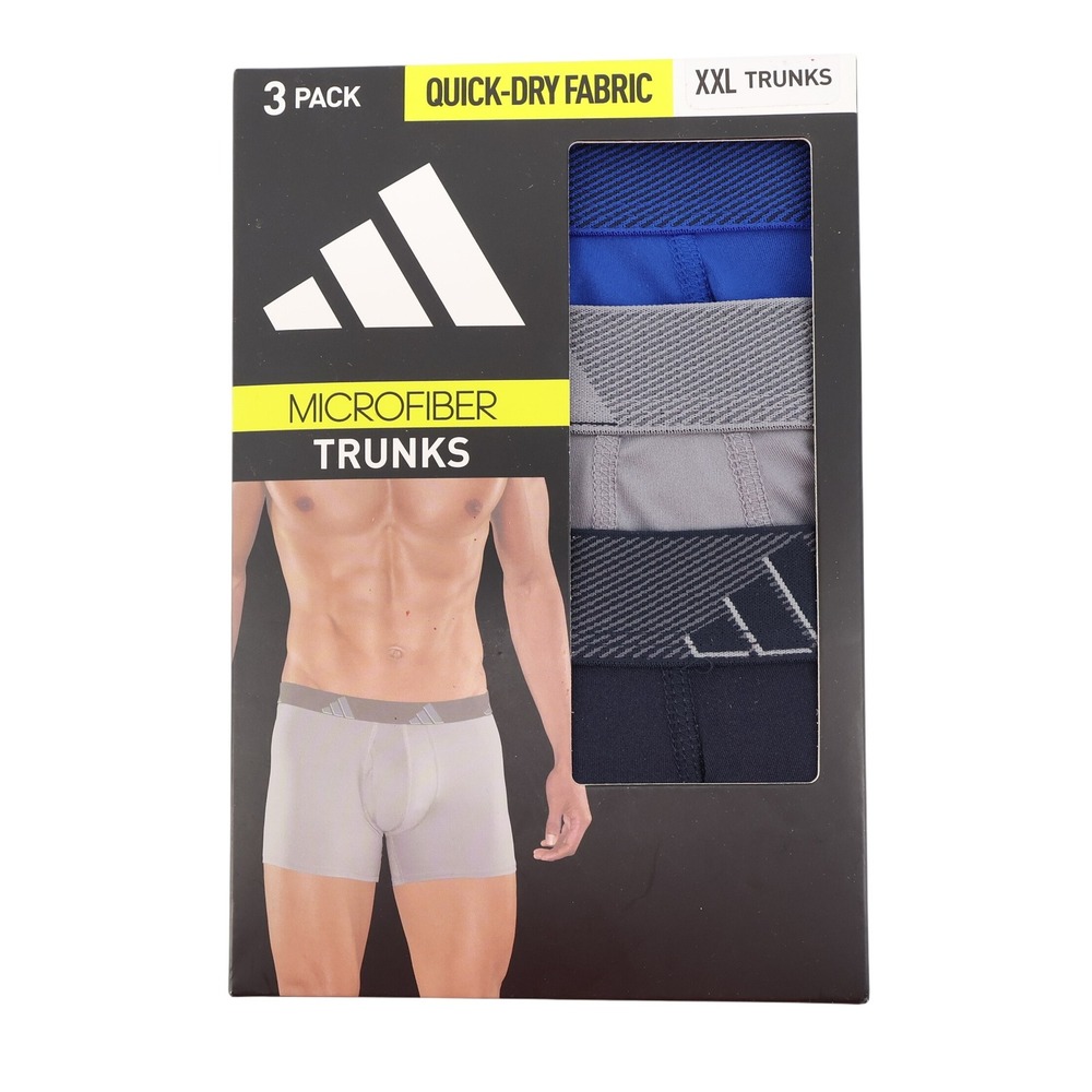 Adidas Mens 3 Pack Trunks Microfiber Quick Dry Athletic Fit ClimaCool XXL